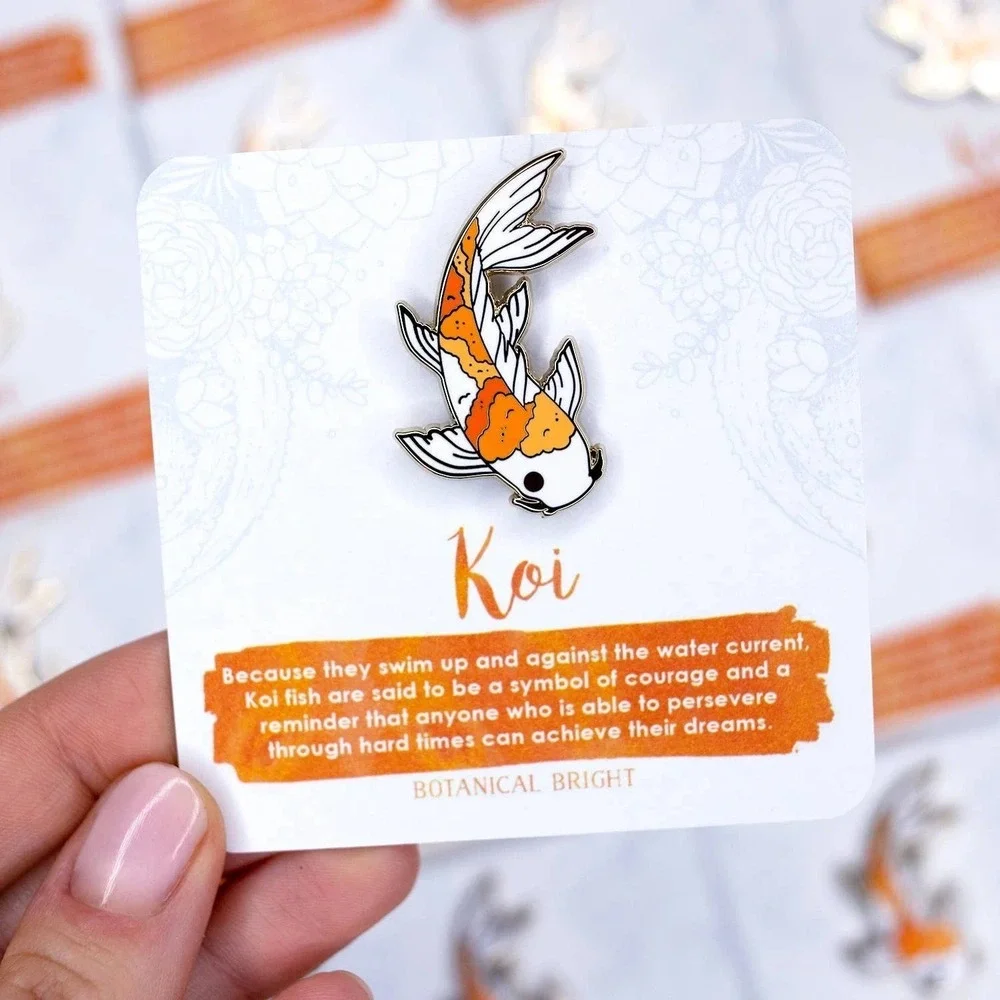 Koi Fish Enamel Pin - Gold Plated Nature Jewelry - NEW Wildlife &‎ Animal Brooch
